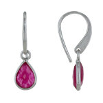 Les poulettes bijoux boucles d'oreilles argent rhodi� petite goutte de calc�doine fu