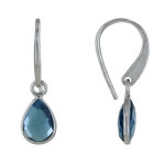 Les poulettes bijoux - boucles d'oreilles argent rhodi� petite goutte de cristal ble