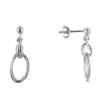 Les poulettes bijoux - boucles d'oreilles argent rhodi� trois anneaux ovales