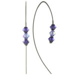 Les poulettes bijoux - boucles d'oreilles argent rhodi� trois perles de cristal viol