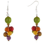 Les poulettes bijoux boucles d'oreilles bouquet de perles de tagua multicolore et�