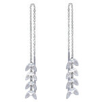 Les poulettes bijoux - boucles d'oreilles chainette argent 925 rhodi� laurier