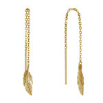 Les poulettes bijoux - boucles d'oreilles chainette plaqu� or plumes
