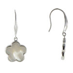 Les poulettes bijoux - boucles d'oreilles chance argent et nacre blanche