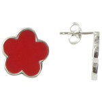 Les poulettes bijoux - boucles d'oreilles chance puces argent et corail