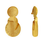 Les poulettes bijoux - boucles d'oreilles clip laiton dor� deux pastilles et croissa