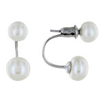 Les poulettes bijoux - boucles d'oreilles clou argent deux perles de culture blanches
