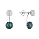 Les poulettes bijoux - boucles d'oreilles clou argent une perle de culture blanche e