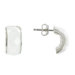 Les poulettes bijoux - boucles d'oreilles clous demi - lune et agate blanche