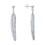 Les poulettes bijoux - boucles d'oreilles clous en laiton argent� et longue plume