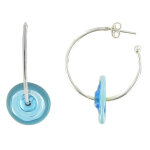 Les poulettes bijoux - boucles d'oreilles cr�oles argent p�te de verre turquoise