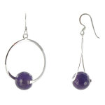 Les poulettes bijoux - boucles d'oreilles cr�oles et sa perle d'am�thyste facett�e