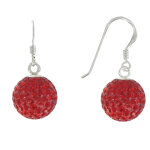 Les poulettes bijoux - boucles d'oreilles crochet argent et boule � facettes rouge