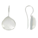 Les poulettes bijoux - boucles d'oreilles crochet argent goutte d'agate blanche