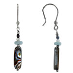 Les poulettes bijoux boucles d'oreilles crochet argent rhodi� lamelle nacre abalone