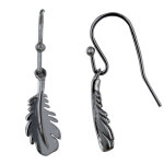 Les poulettes bijoux - boucles d'oreilles crochet argent rhodi� plume d'oiseau