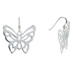 Les poulettes bijoux - boucles d'oreilles crochet papillon ajour� en argent