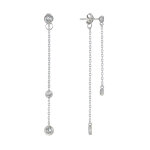 Les poulettes bijoux - boucles d'oreilles deux chainettes argent rhodi� et strass