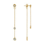 Les poulettes bijoux - boucles d'oreilles deux chainettes plaqu� or et strass