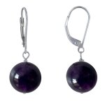 Les poulettes bijoux boucles d'oreilles dormeuse argent 925 et perle d'am�thyste