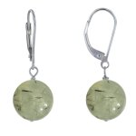 Les poulettes bijoux boucles d'oreilles dormeuse argent 925 et perle de prehnite