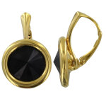 Les poulettes bijoux - boucles d'oreilles dormeuses argent dor� avec des cristaux ro