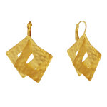 Les poulettes bijoux - boucles d'oreilles dormeuse laiton dor� deux carr�s entrelac�s
