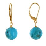 Les poulettes bijoux - boucles d'oreilles dormeuse plaqu� or perle de turquoise