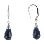 Les poulettes bijoux - boucles d'oreilles goutte de zirconium facett� bleu nuit