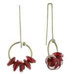 Les poulettes bijoux - boucles d'oreilles grand crochet laiton anneau et petits disq