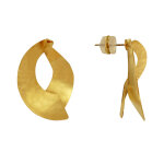 Les poulettes bijoux - boucles d'oreilles laiton dor� amande ajour�e