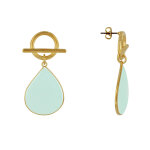 Les poulettes bijoux - boucles d'oreilles laiton dor� fermoir t et goutte �maill�e -