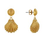 Les poulettes bijoux - boucles d'oreilles laiton dor� rond color� et coquille saint
