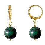Les poulettes bijoux boucles d'oreilles mini cr�oles plaqu� or et perle de malachite