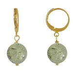 Les poulettes bijoux boucles d'oreilles mini cr�oles plaqu� or et perle de prehnite