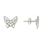 Les poulettes bijoux boucles d'oreilles papillon ajour� en argent