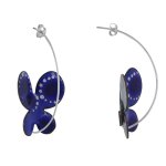 Les poulettes bijoux - boucles d'oreilles papillons �maill�s bleus points blanc et b