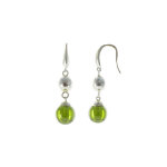 Les poulettes bijoux - boucles d'oreilles perle argent et perle zirconium emeraude