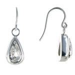 Les poulettes bijoux - boucles d'oreilles plaqu� argent goutte de cristal