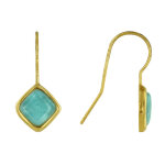 Les poulettes bijoux boucles d'oreilles plaqu� or carr� de larimar
