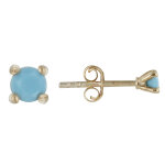 Les poulettes bijoux - boucles d'oreilles plaqu� or clous perle turquoise