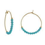Les poulettes bijoux - boucles d'oreilles plaqu� or cr�oles perles facett�es turquoi