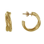 Les poulettes bijoux - boucles d'oreilles plaqu� or demi cr�oles trois rangs entrela