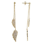 Les poulettes bijoux - boucles d'oreilles plaqu� or deux ailes d'ange et strass