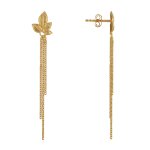 Les poulettes bijoux - boucles d'oreilles plaqu� or feuille de laurier et trois chai