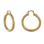 Les poulettes bijoux - boucles d'oreilles plaqu� or grosse cr�oles rondes 4cm