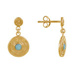 Les poulettes bijoux - boucles d'oreilles plaqu� or m�daille ronde et demi perle de