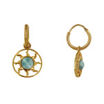 Les poulettes bijoux boucles d'oreilles plaqu� or mini cr�oles m�daille ronde soleil