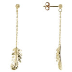 Les poulettes bijoux - boucles d'oreilles plaqu� or plume d'oiseau