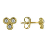 Les poulettes bijoux - boucles d'oreilles plaqu� or puces trois perles et strass